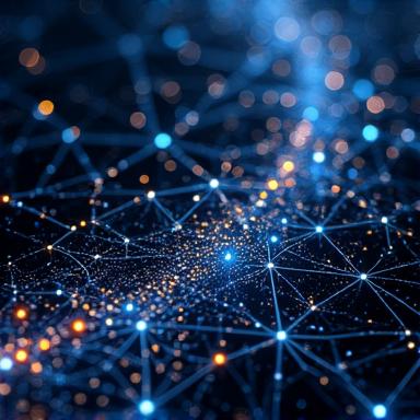 抽象的なニューラルネットワークとクリエイティブな出力のビジュアル